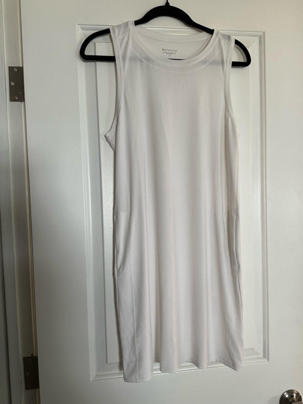 Athleta White Sleeveless Midi Tank Dress.